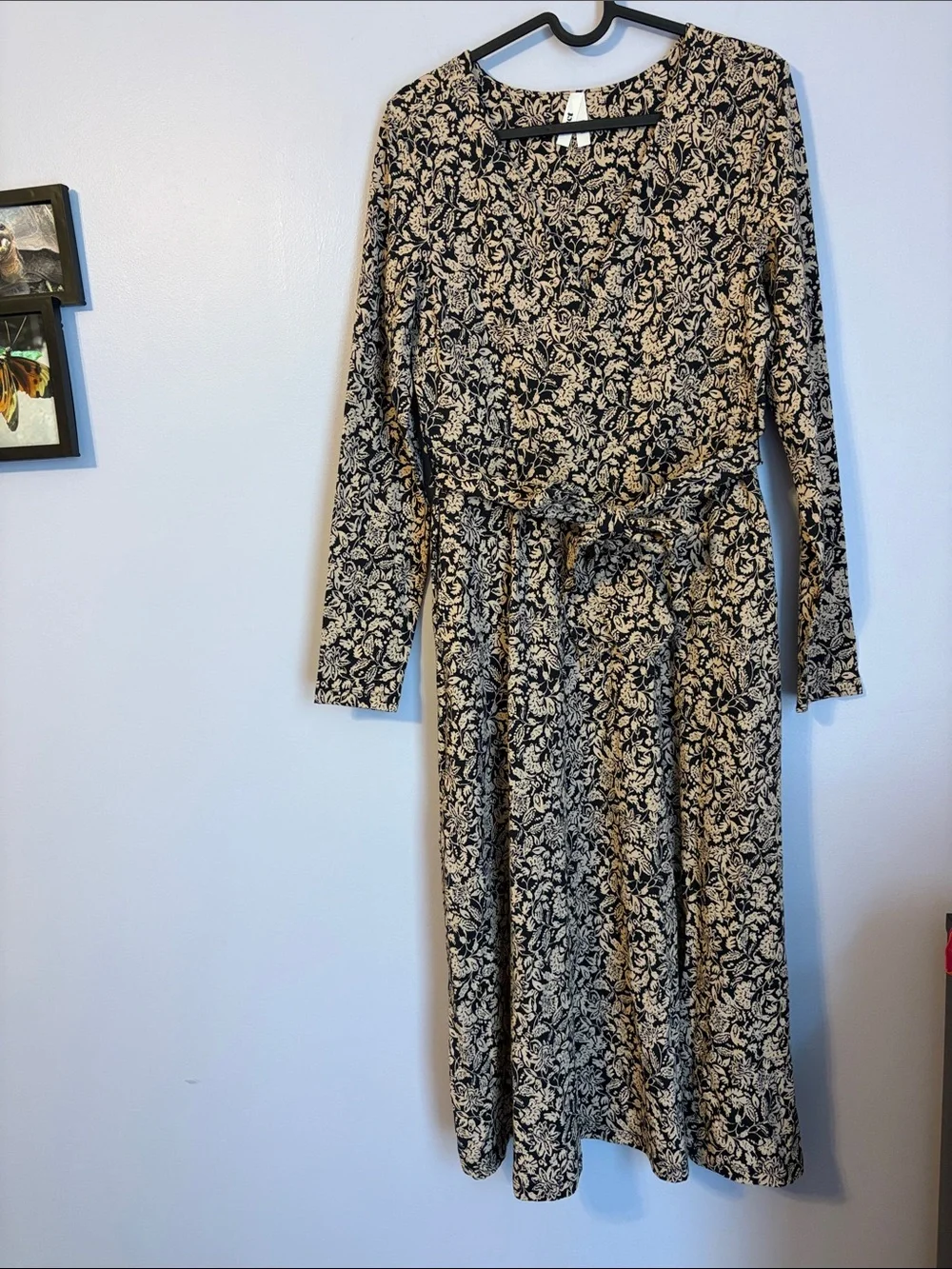 Pact Paisley Blossoms Black Fit & Flare Organic Cotton Dress size M